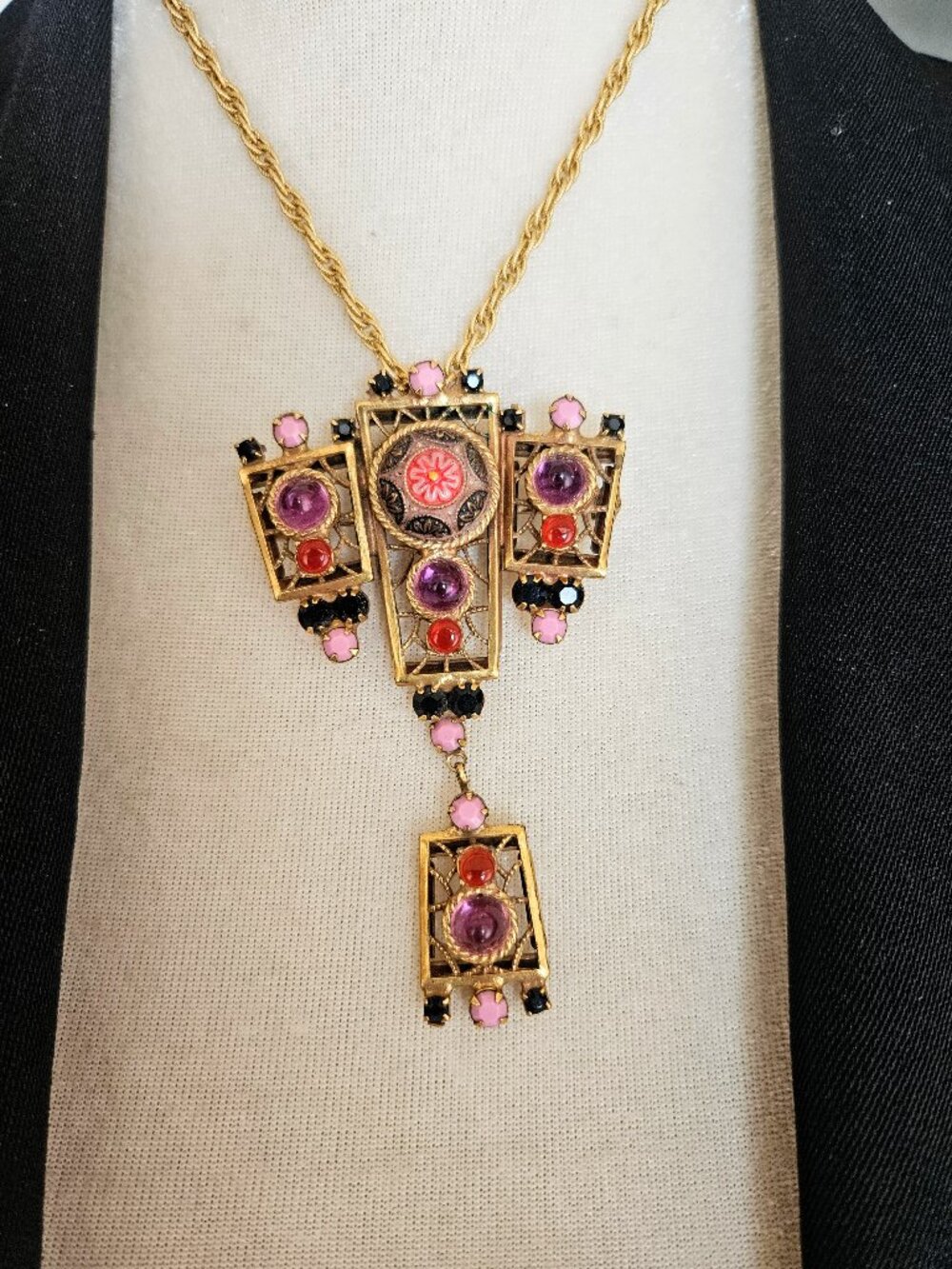 Vintage D&E Juliana Moroccan Matrix Pin Pendant Necklace Book Piece